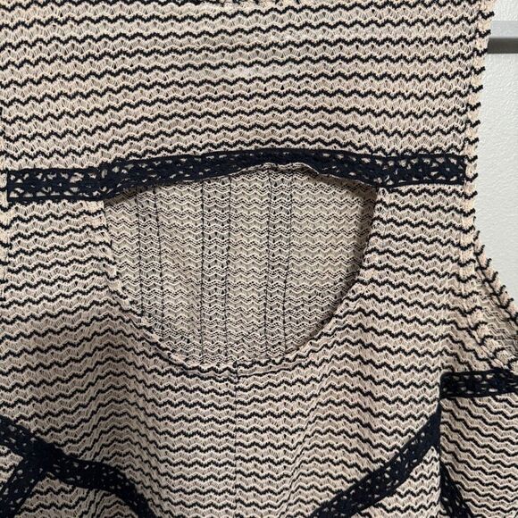 Free People Lace & Stripe Peplum Top in Black & Toasted Almond medium - Picture 7 of 7